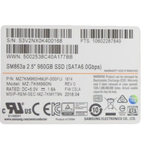 Fujitsu 960GB SATA 6Gb/s Mixed Use 2.5" Hot-Plug SSD S26361-F5588-L960 + Caddy