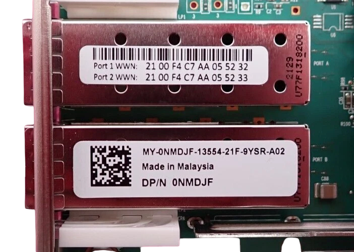 Dell QLogic QLE2772L-DEL Enhanced Dual Port 32Gb FC SFP+ HBA PCIe 4.0 NMDJF
