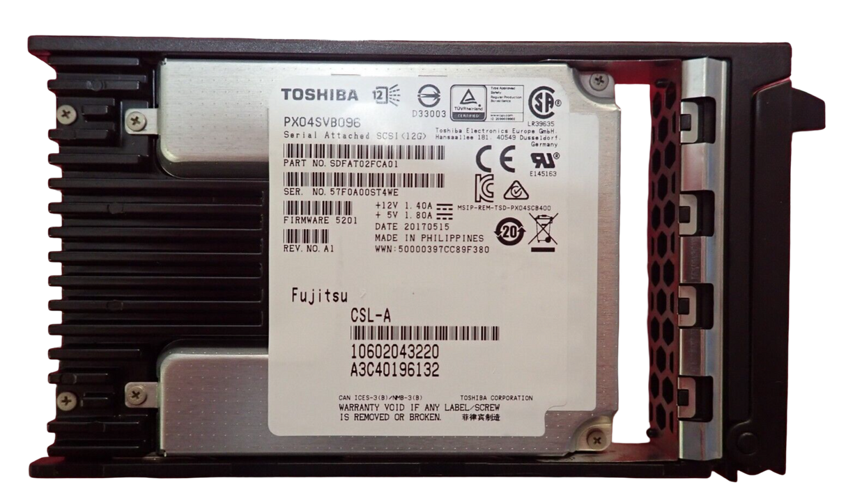 Fujitsu 960GB 2.5" SAS 12G MU MLC Solid State Drive SSD +Caddy S26361-F5614-L960