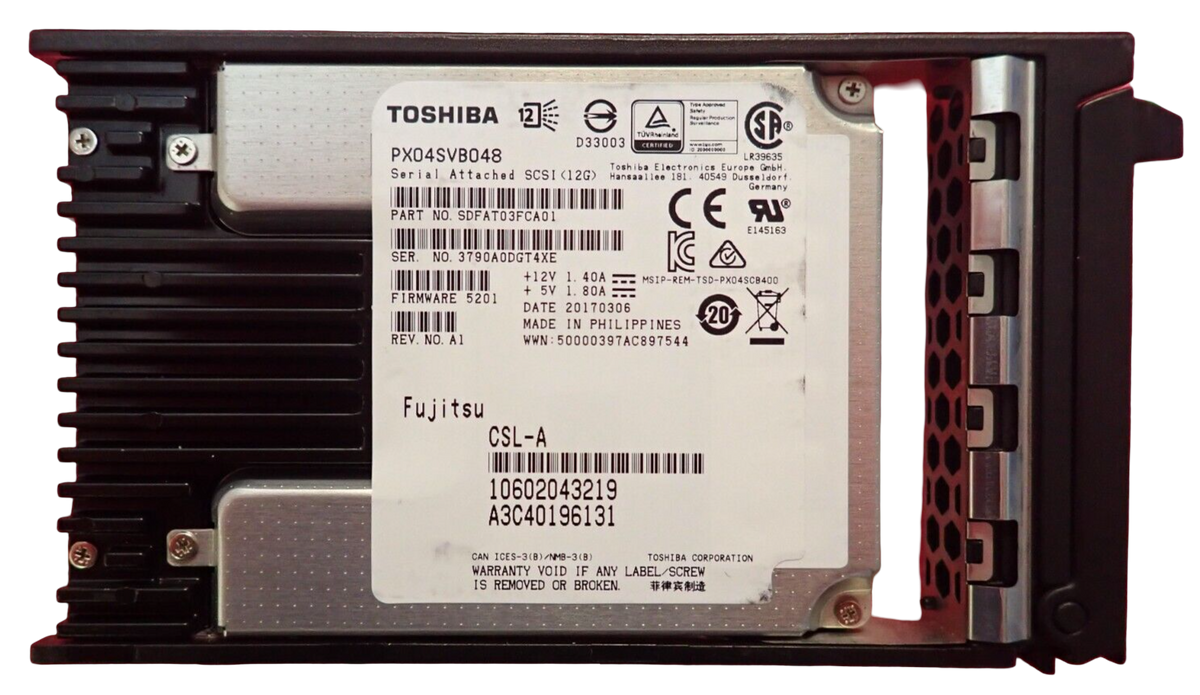 Fujitsu 480GB 2.5" SAS 12G MU MLC Solid State Drive SSD +Caddy S26361-F5614-L480