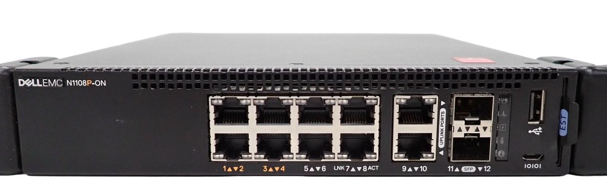 Dell EMC N1108P-ON 8x 1GbE RJ45 (4 PoE+) + 2x 1GbE RJ45 + SFP Ports L2 1U Switch