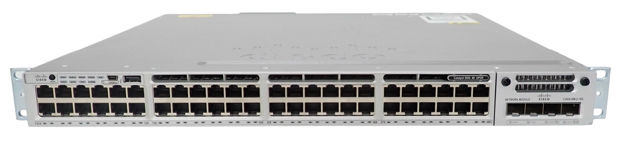 Cisco WS-C3850-48U-S 48x 1GbE RJ45 UPoE Managed Switch + C3850-NM-2-10G + 1x PSU