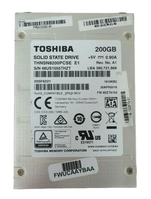 Toshiba 200GB 2.5" SATA 6Gb/s Enterprise RI Solid State Drive SSD THNSN8200PCSE