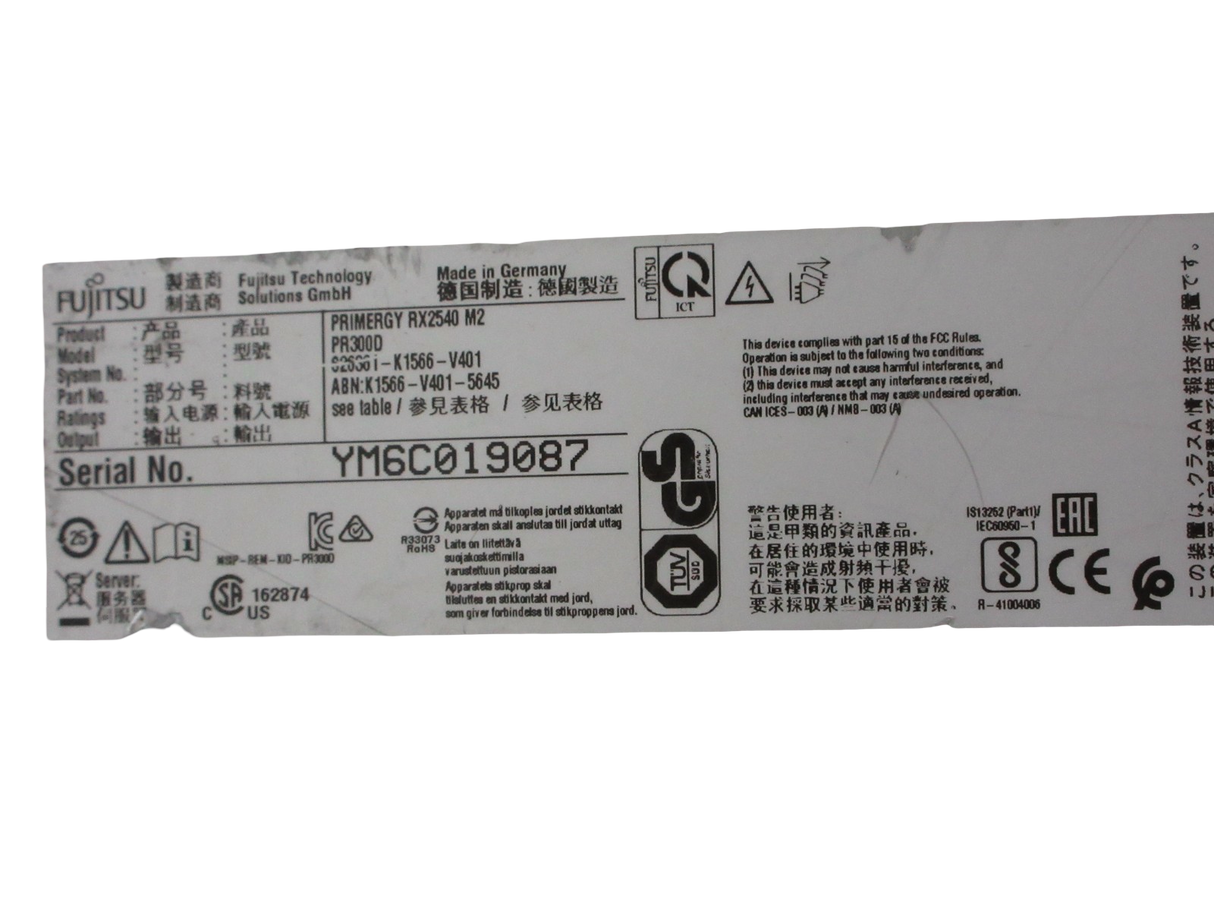 Fujitsu Primergy RX2540 M2 8x 2.5" 2U 24 DDR4 2x E5-2600 V4 EP420i CTO 2U Server