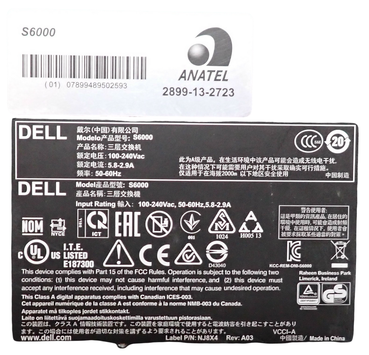 Dell Networking S6000-ON 32x 10/40GbE QSFP+ High Density L3 ToR B2F Switch OS10