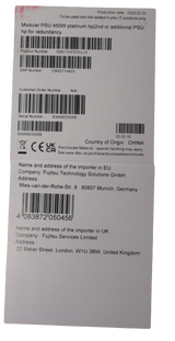 NEW Fujitsu PSU 450W 80Plus Platinum Power Supply For RX Series S26113-F575-L13