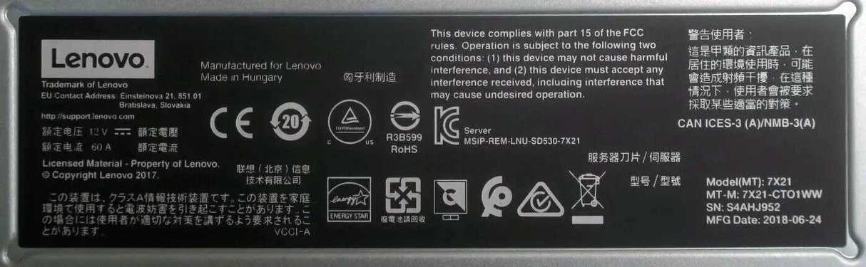 Lenovo ThinkSystem SD530 CTO Server Node 1st/2nd Gen Xeon Scalable 16-DIMM 4-Bay