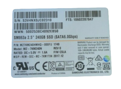 Fujitsu 240GB 2.5" SATA 6G Solid State Drive SSD In 3.5" Caddy S26361-F5673-L240