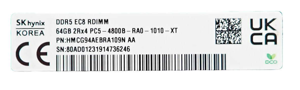 NEW SK Hynix 64GB 2Rx4 PC5-4800B DDR5 ECC RDIMM Server Memory HMCG94AEBRA109N