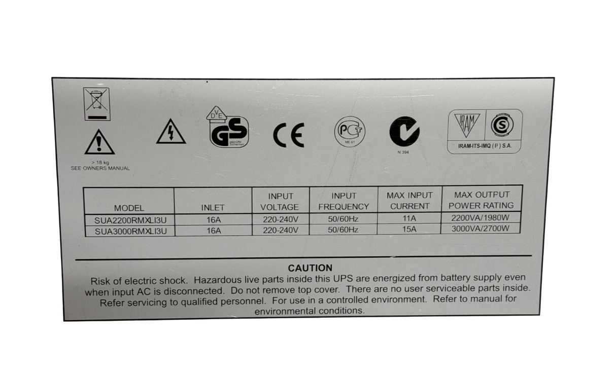APC Smart-UPS 2200XL SUA2200RMXLI3U Rack Mount 2200VA 1980W UPS + New Batteries