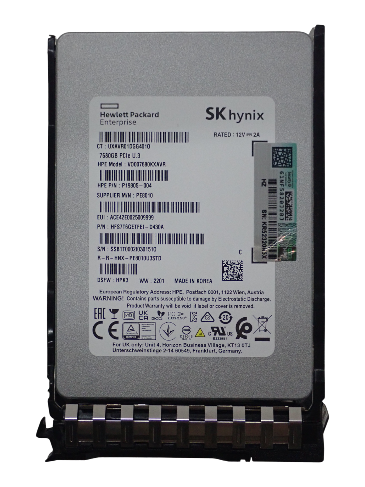 HPE 7.68TB NVMe Gen 4 U.3 Read Intensive 2.5" SSD P47847-B21 P48226-001