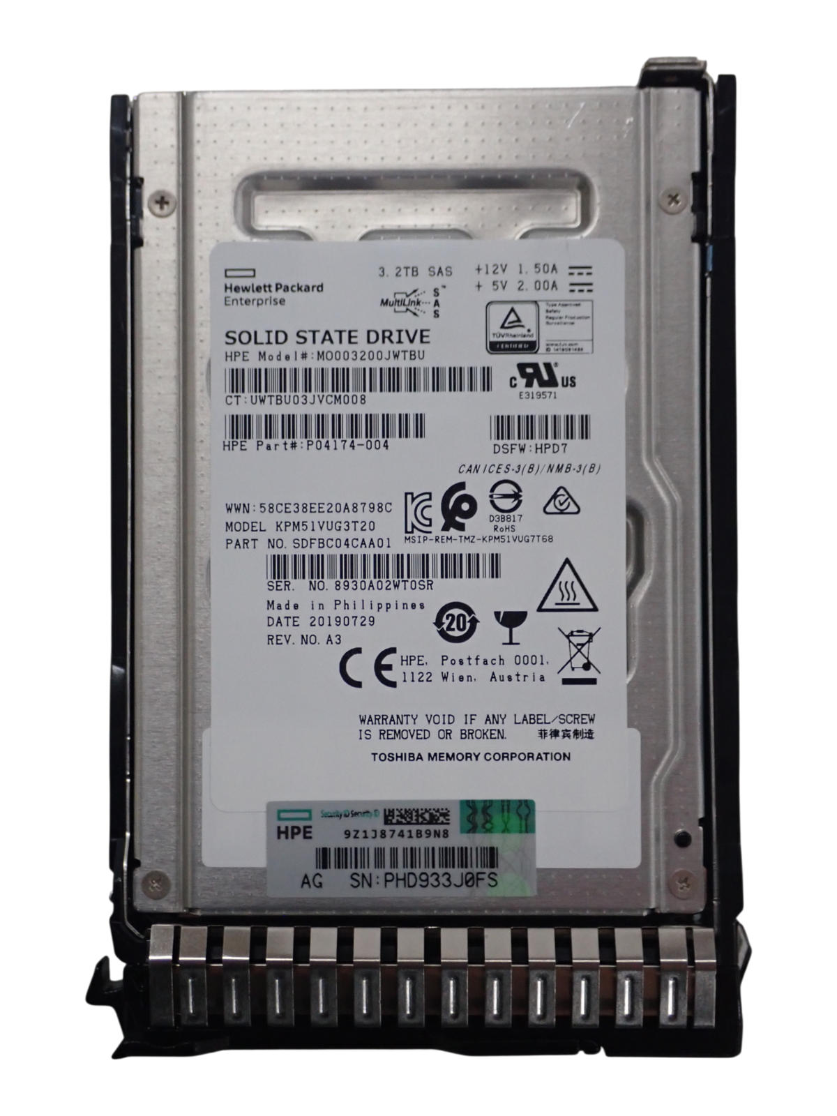 HP 3.2TB SAS 12Gb/s 2.5" Hot-Plug G10 MU Solid State SSD P06582-001 P04537-B21