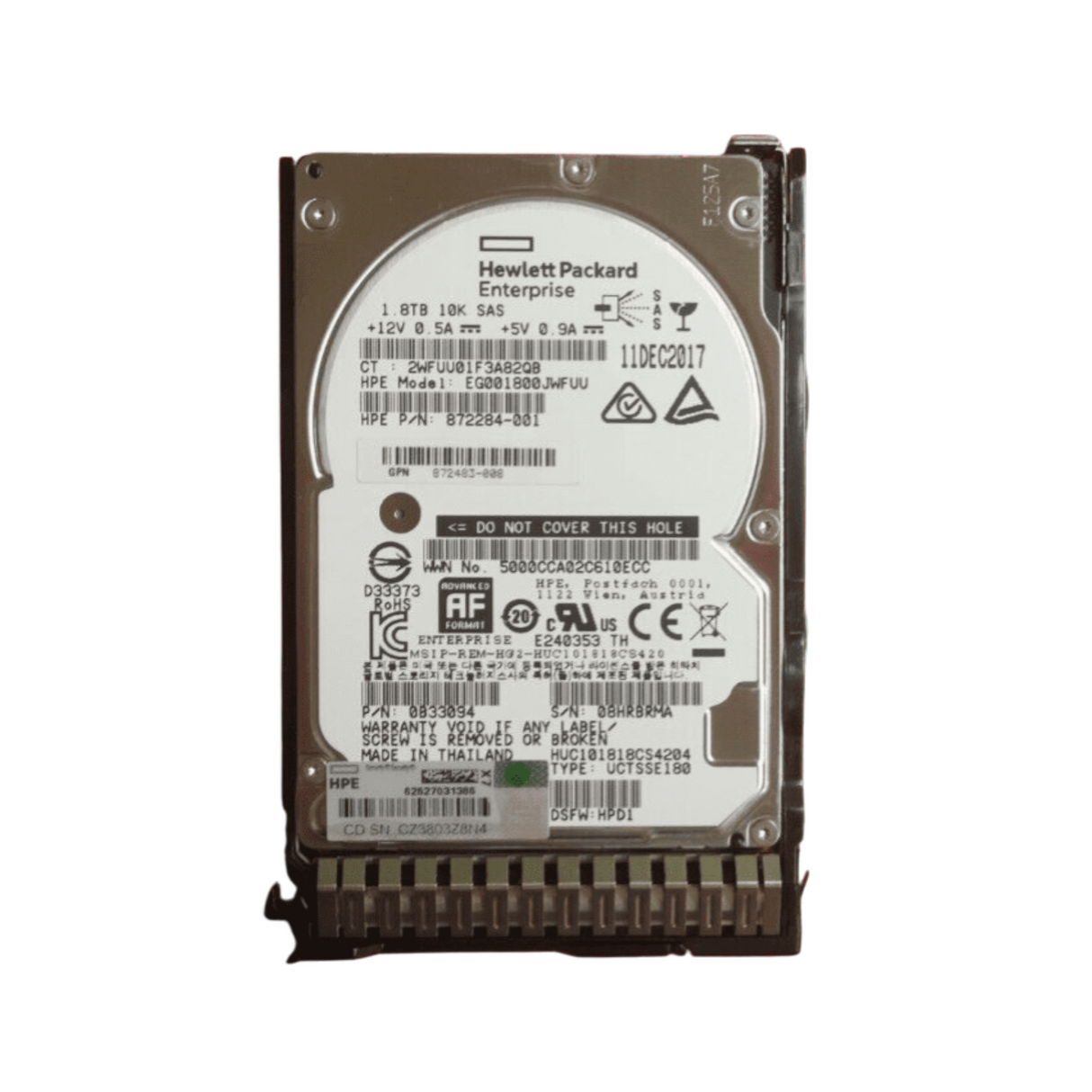 HP Proliant 1.8TB 10K SAS 12G 2.5" Hot-Plug Hard Drive HDD 872738-001 872481-B21