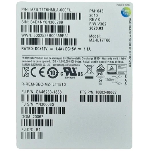 Fujitsu Eternus 7.68TB SAS 12G 2.5" SFF SSD Solid State Drive CA08226-E637