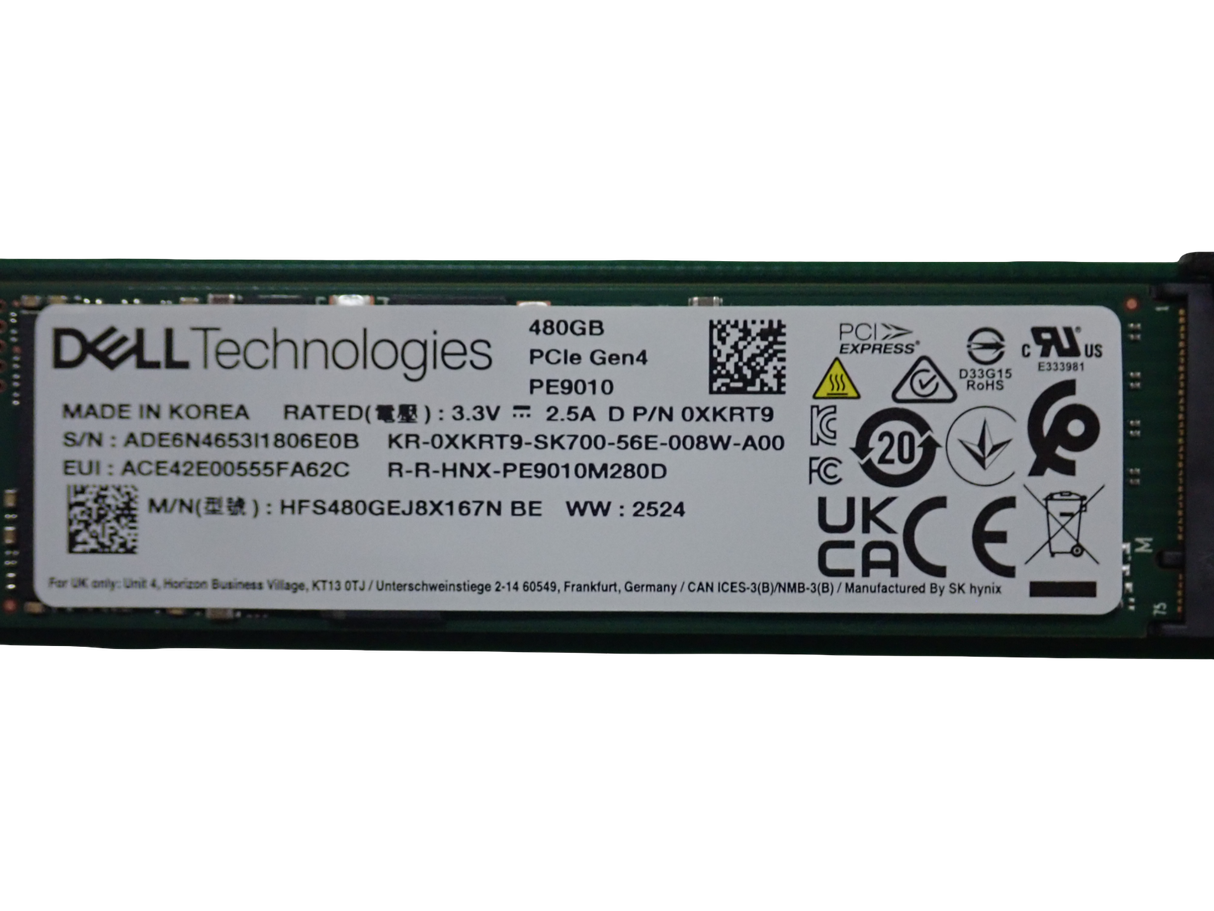 NEW Dell 480GB PCIe NVMe Gen4 RI M.2 SSD XKRT9 + BOSS-N1 Hot-Swap Carrier KH121