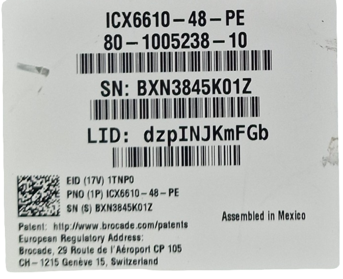 Brocade ICX 6610-48 48x 1GbE RJ45 + 8x 1/10Gb SFP+ 1U Rack Switch ICX6610-48-PE