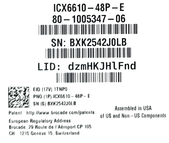 Brocade ICX 6610-48P 48x 1GE PoE+ RJ45 +8x 1/10GE SFP+ Rack Switch ICX6610-48P-E