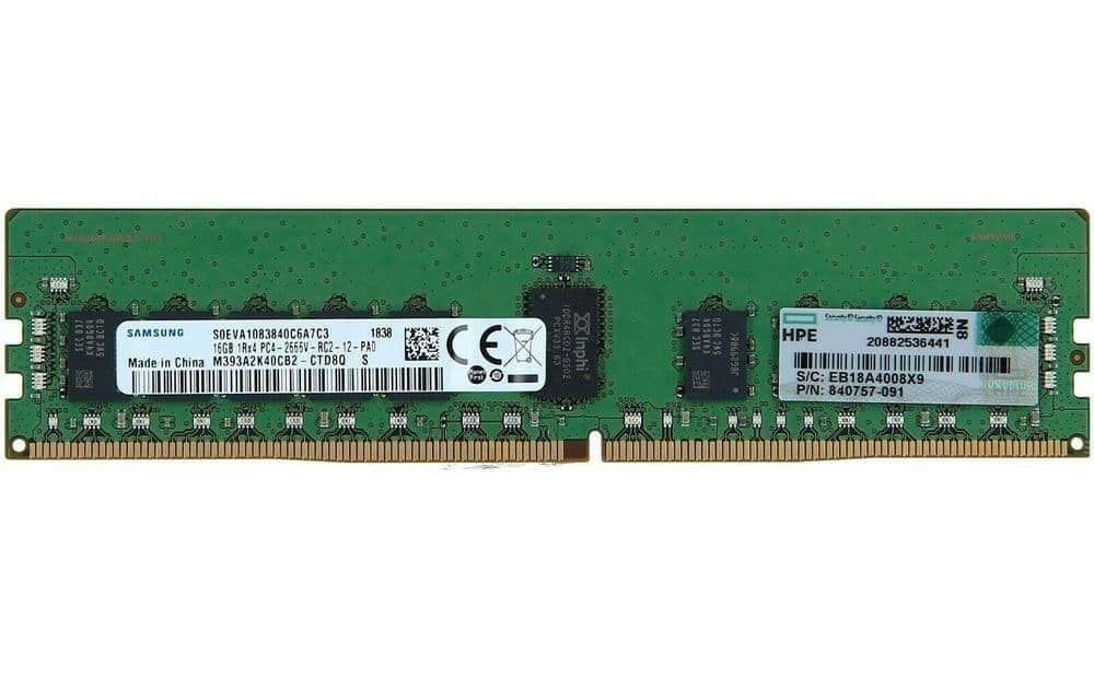 HPE 16GB 1Rx4 PC4-2666 DDR4-21300 ECC RDIMM Server Memory 850880-001 815098-B21