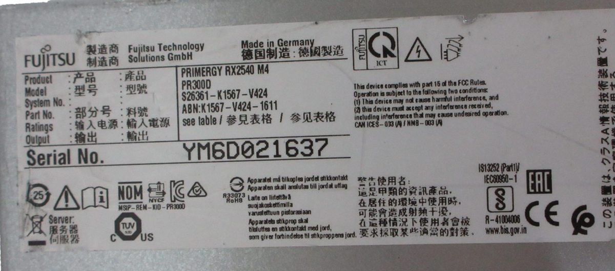 Fujitsu Primergy RX2540 M4 24x 2.5" 2U 24x DDR4  2 x Intel Scalable CTO Server