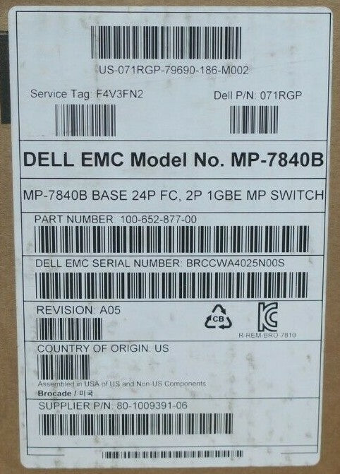 New Brocade MP-7840B 24x 16Gb FC 2x 40GbE 16x 10GbE SAN Extension Switch -71RGP
