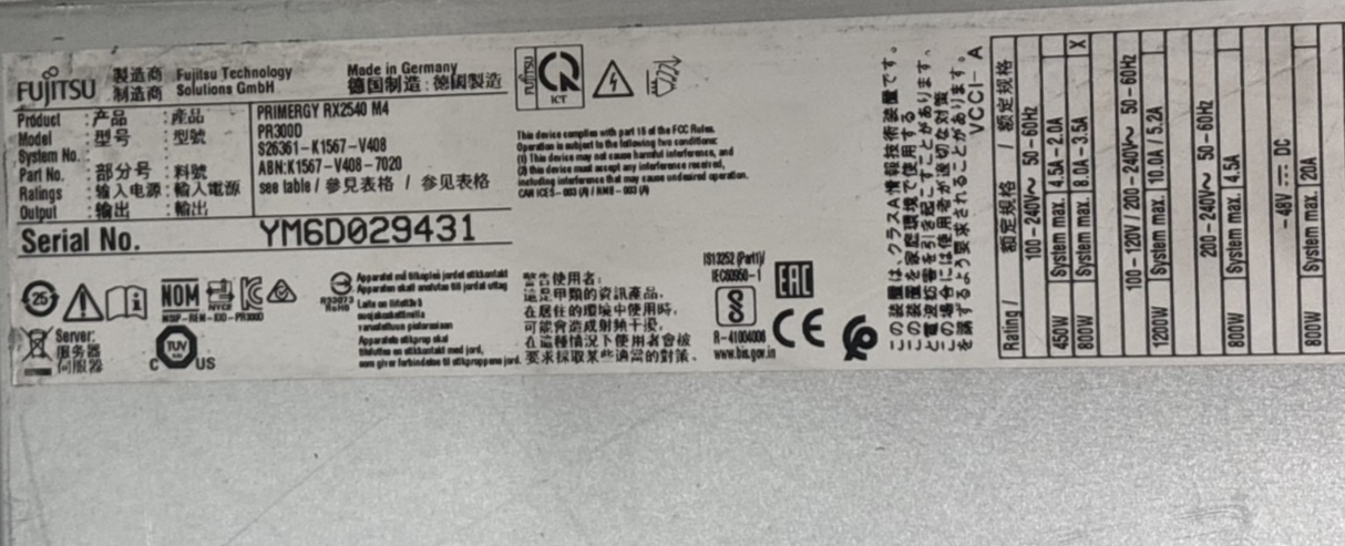 Fujitsu Primergy RX2540 M4 2x Scalable CPU 24DIMM 8-Bay SFF 2U CTO Server