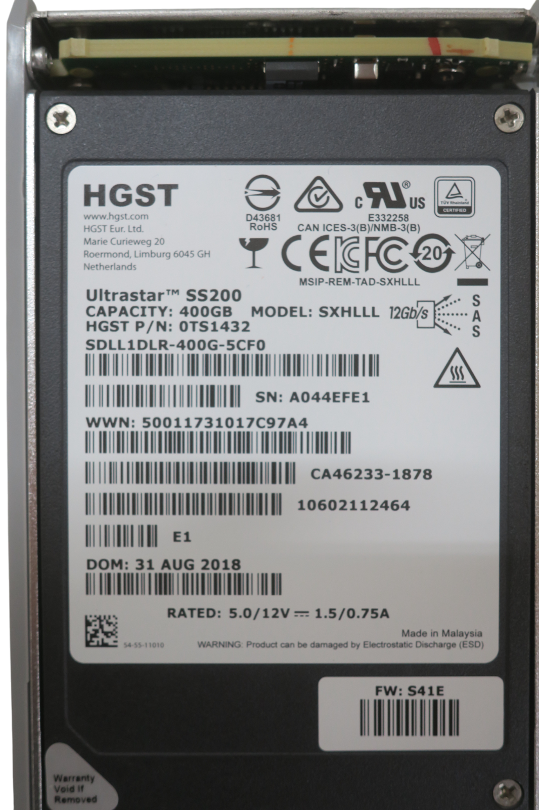 Fujitsu Eternus 400GB SAS 12Gb/s 2.5" SFF SSD SXHLLL FTS:ETVSAF1 CA08226-E941