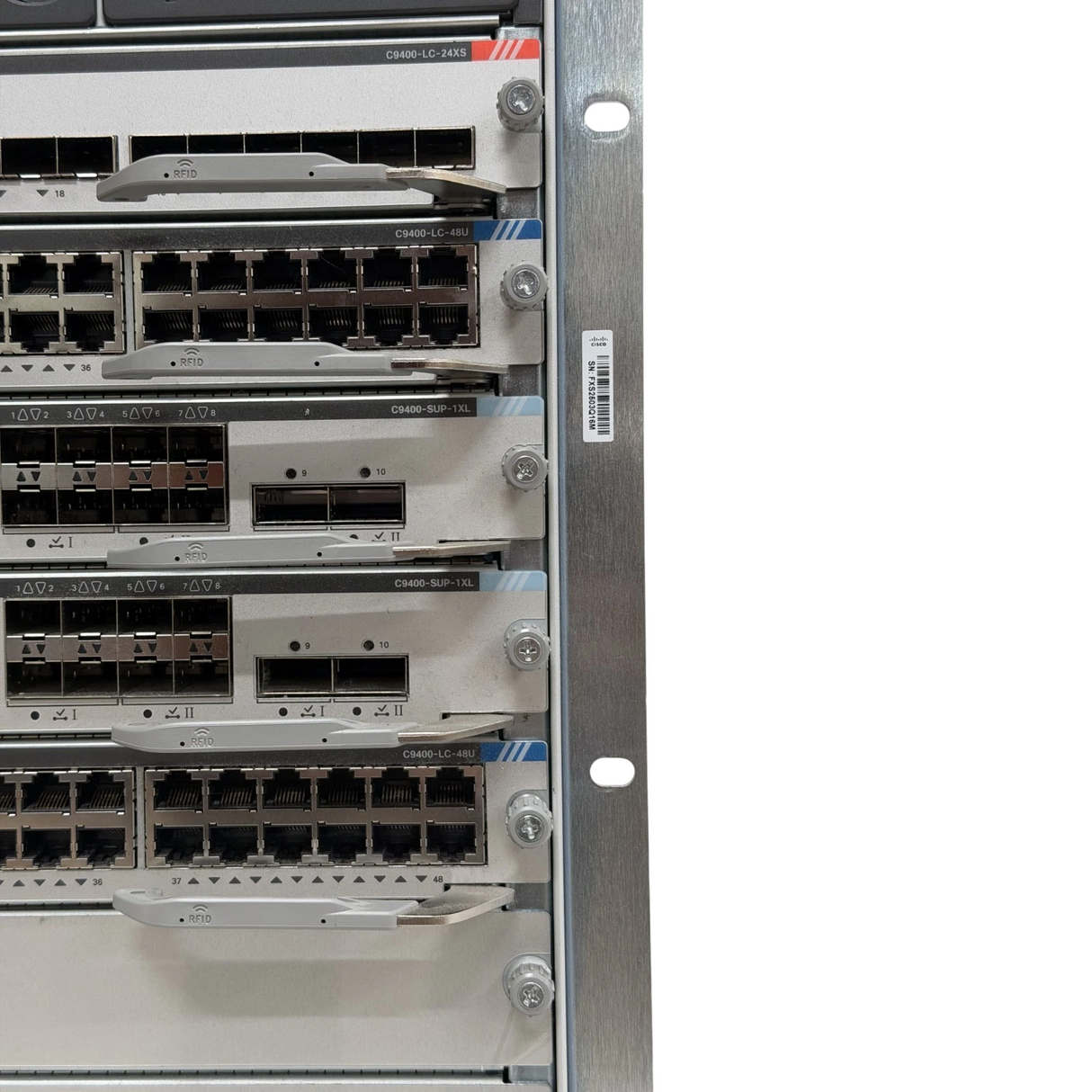Cisco Catalyst C9407R 7-Slot 10U Switch Chassis 2x SUP-1XL 1x LC-24XS 2x LC-48U