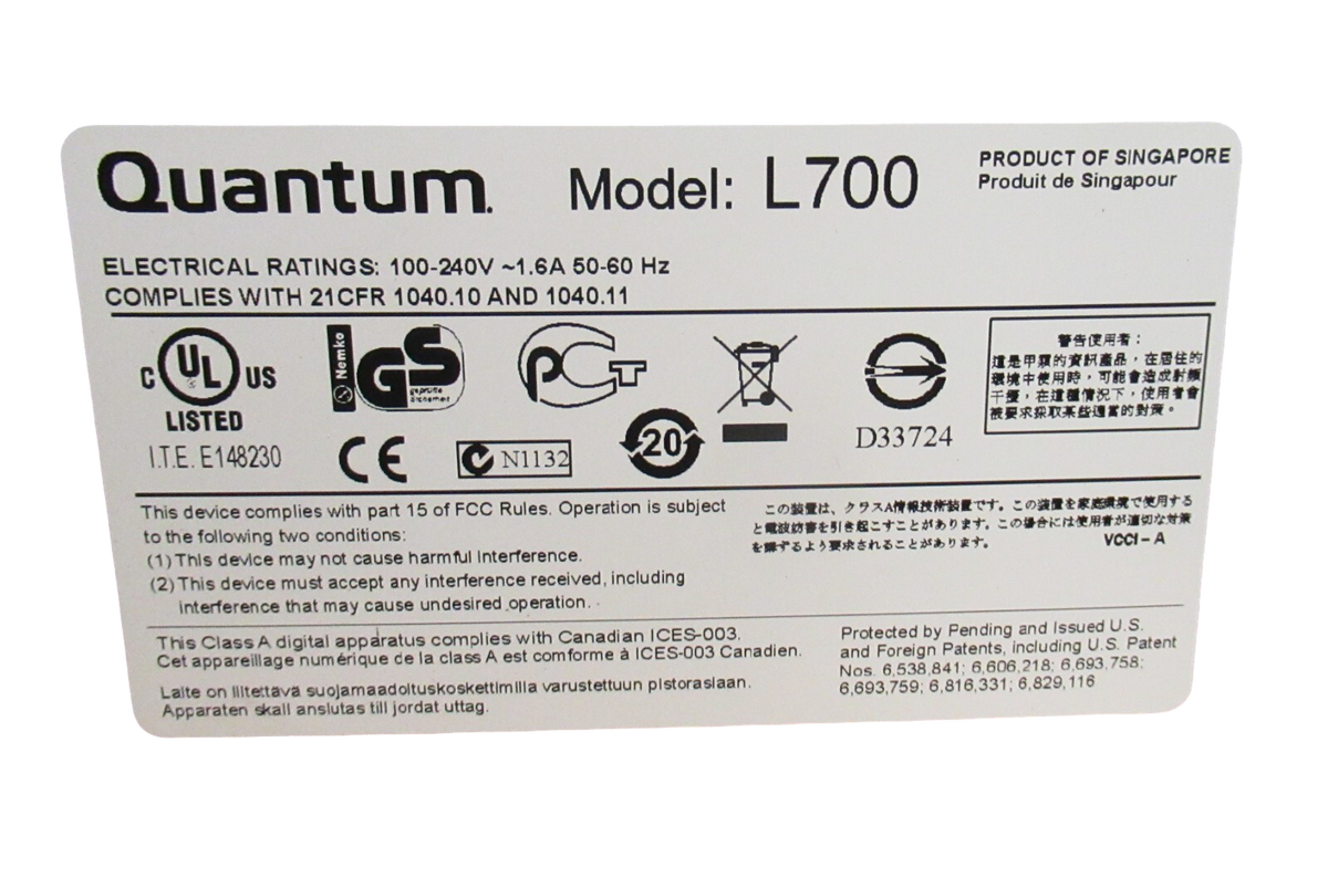 Quantum Superloader 3 L700 EC-L2KAE-YF LTO4 16-Slot Rack Tape Drive Autoloader