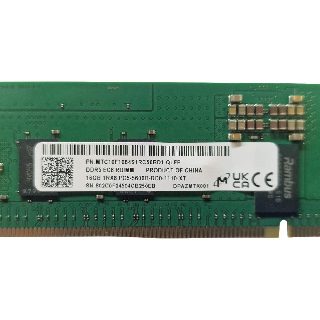 Micron MTC10F1084S1RC56BD1 Lenovo 16GB 1Rx8 PC5-5600 ECC RDIMM Memory 5M31E39636