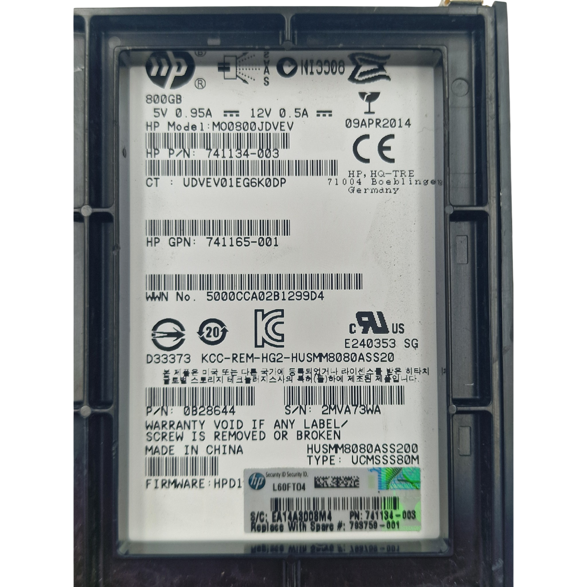 HP Enterprise 800GB SAS 12G 2.5" SSD Solid State Drive 793326-B21