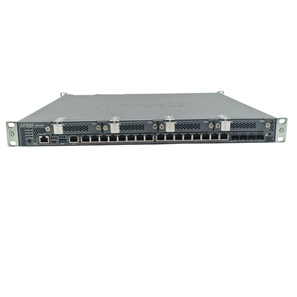 Juniper SRX380-P-SYS-JB-AC 16x 1GE RJ45 PoE+ 4x 10GE SFP+ 1U Firewall + REM lic