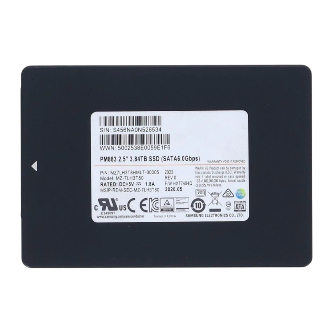 Samsung 3.84TB SATA 6G 2.5" TLC PM883 Series SSD MZ7LH3T8HMLT-00005