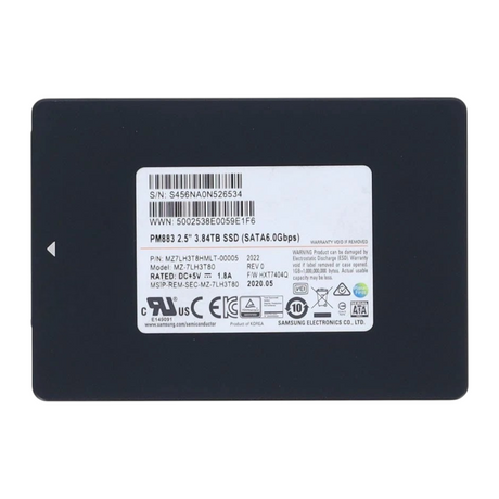 Samsung 3.84TB SATA 6G 2.5" TLC PM883 Series SSD MZ7LH3T8HMLT-00005
