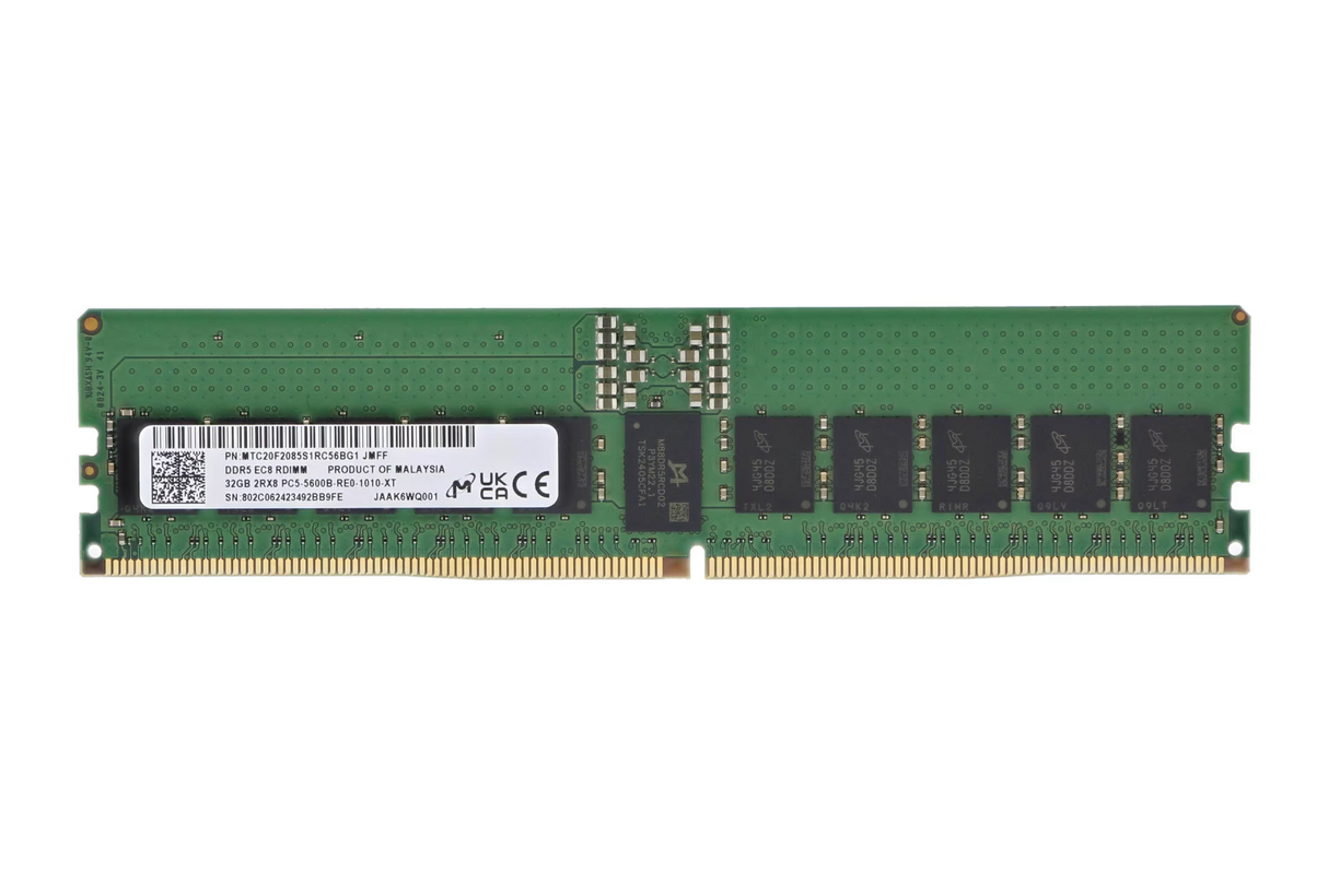 New Micron 32GB 2RX8 PC5-5600B DDR5-44800 ECC RDIMM Memory MTC20F2085S1RC56BG1
