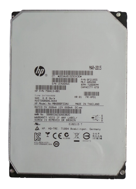 HP 6TB 7.2K SAS 6G 3.5" LFF DP Midline Hard Drive HDD 782669-B21 782995-001