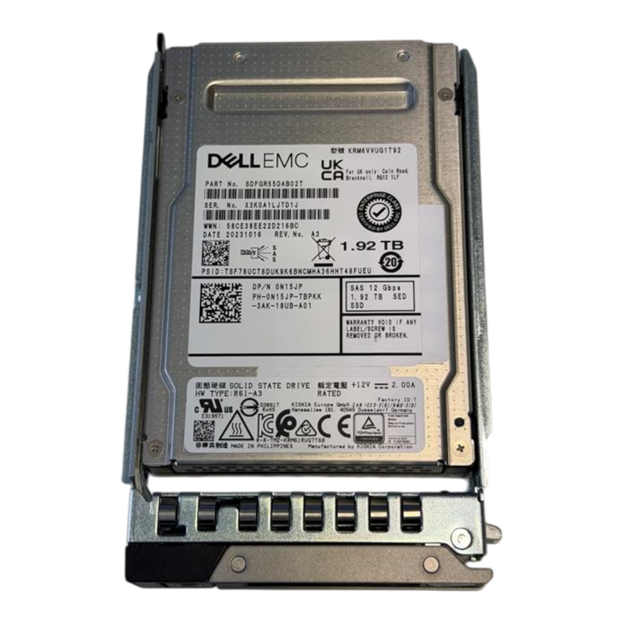 Dell 1.92TB SAS 12G 2.5in MU Self Encrypting SED SSD N15JP KRM6VVUG1T92