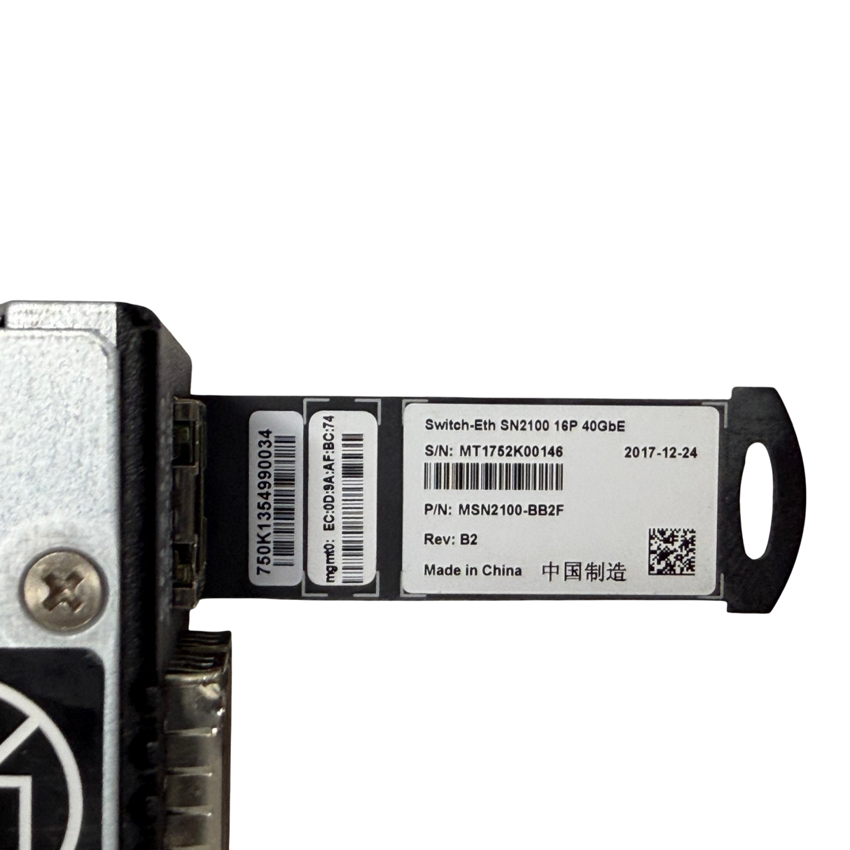 Mellanox SN2100 16x 40GbE QSFP28 P2C 1U Open Ethernet Switch MSN2100-BB2F