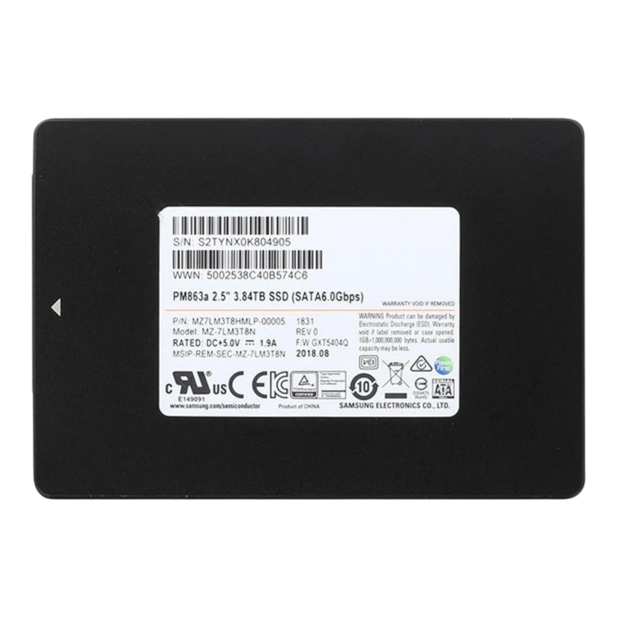 Samsung PM863a 3.84TB 2.5" SATA 6G SSD MZ7LM3T8HMLP-00005