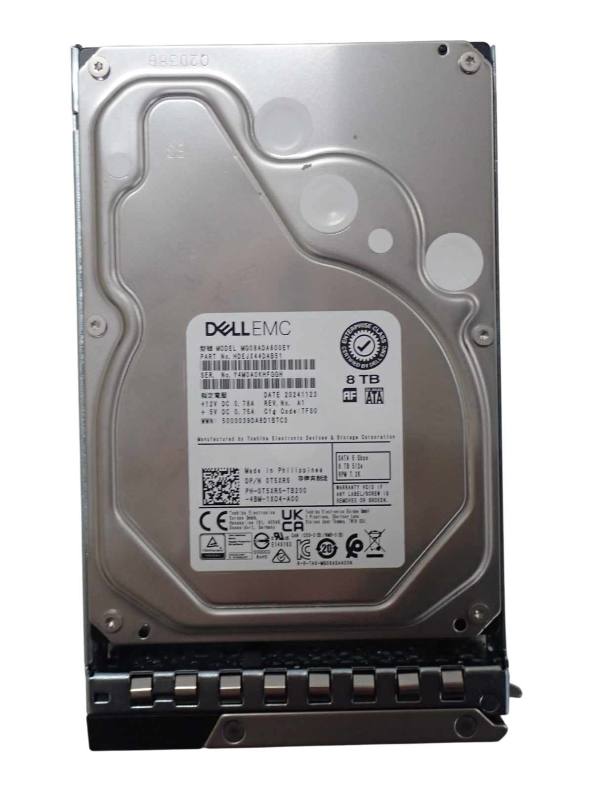 NEW Dell 8TB 7.2K SATA 6G 3.5" HDD MG08ADA800EY T5XR5 0T5XR5 +14/16th Gen Caddy